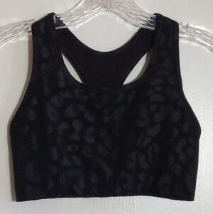 Nike swoosh black and gray animal print racerback sports bra women's size small